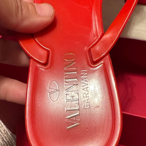 Valentino Red Rockstud Bow Jelly Sandals with Gold Studs - Picture 3 of 7